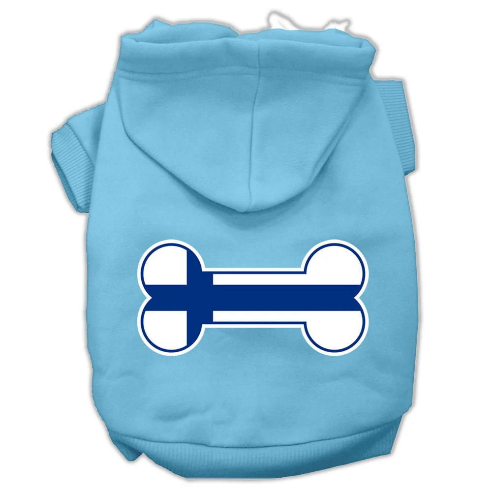 Pet, Dog & Cat Hoodie Screen Printed, "Bone Shaped Finland Flag" - Image 8