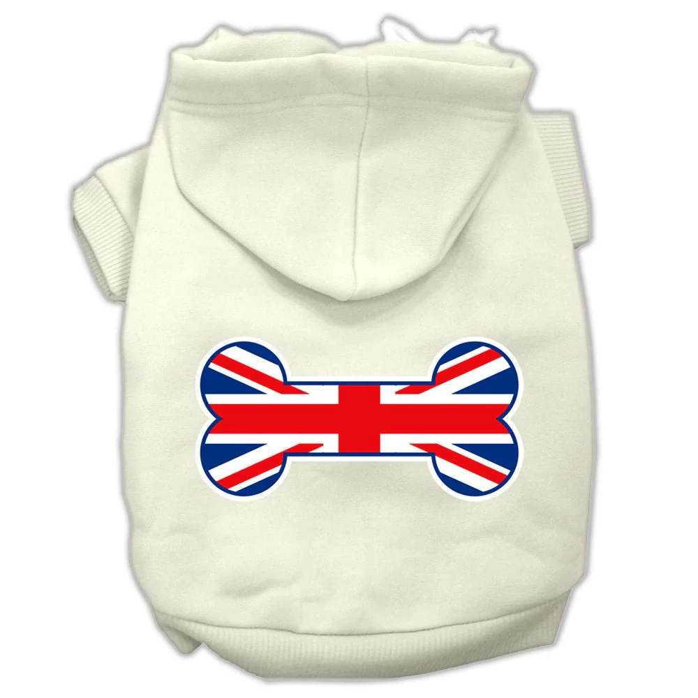 Pet, Dog & Cat Hoodie Screen Printed, "Bone Shaped Flag United Kingdom (Union Jack) Flag" - Image 3