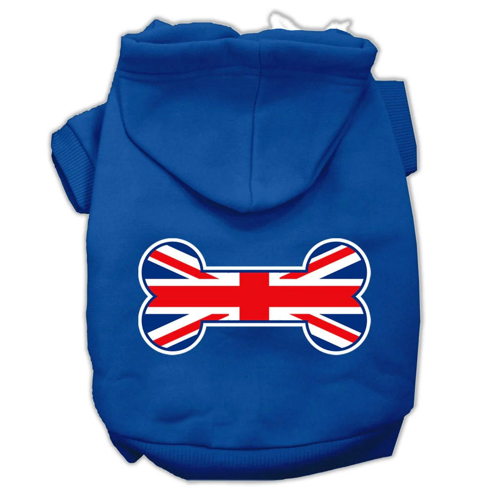 Pet, Dog & Cat Hoodie Screen Printed, "Bone Shaped Flag United Kingdom (Union Jack) Flag" - Image 5
