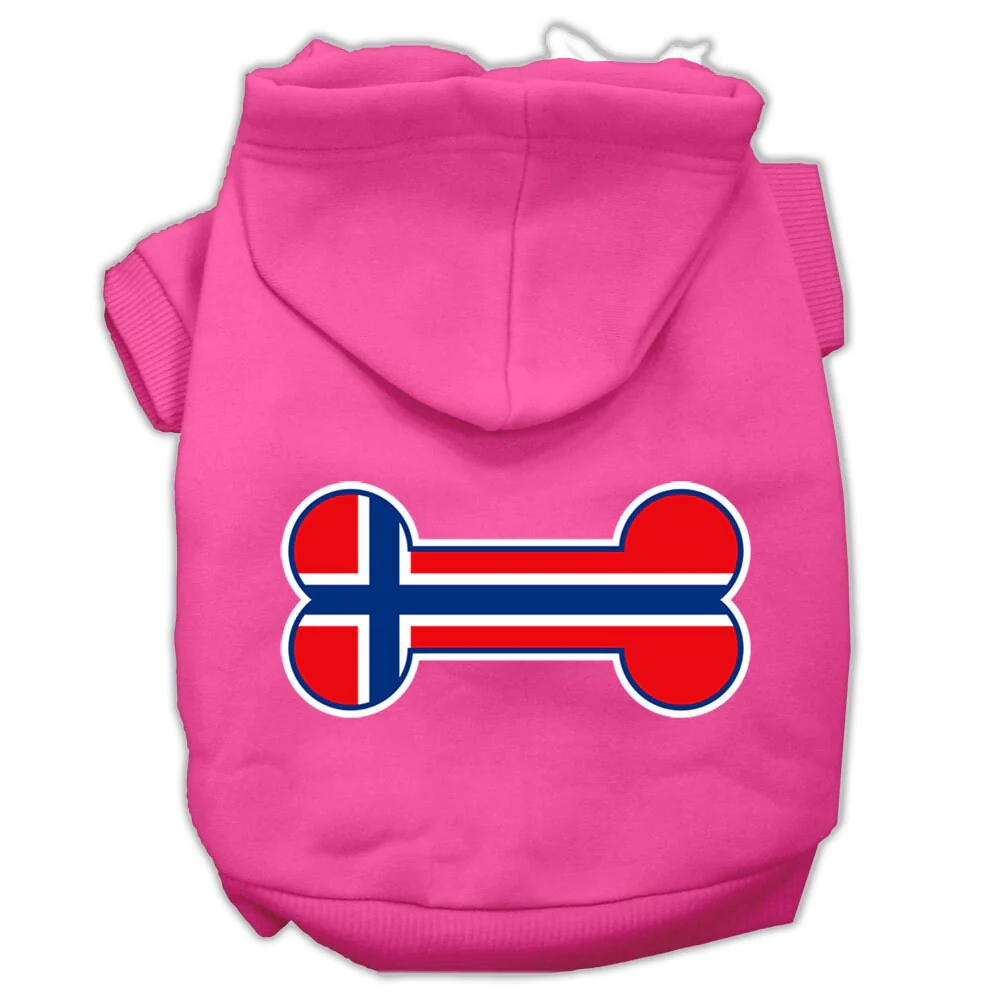 Pet, Dog & Cat Hoodie Screen Printed, "Bone Shaped Norway Flag" - Image 10
