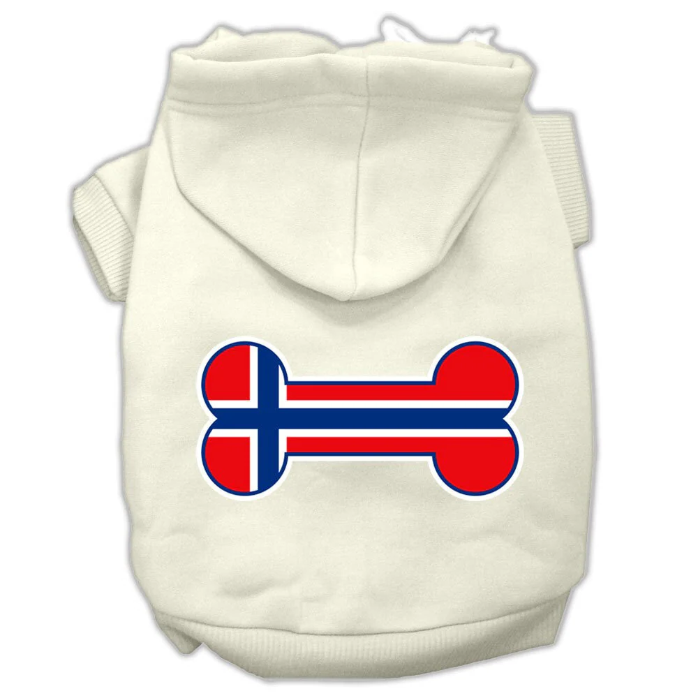 Pet, Dog & Cat Hoodie Screen Printed, "Bone Shaped Norway Flag" - Image 4