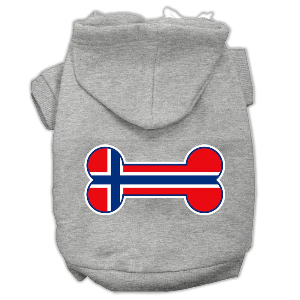 Pet, Dog & Cat Hoodie Screen Printed, "Bone Shaped Norway Flag" - Image 6