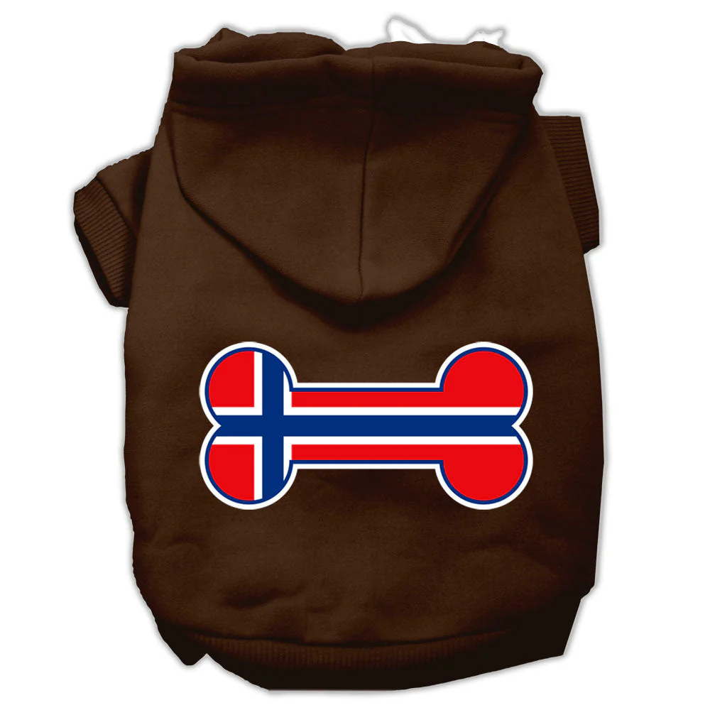 Pet, Dog & Cat Hoodie Screen Printed, "Bone Shaped Norway Flag" - Image 8