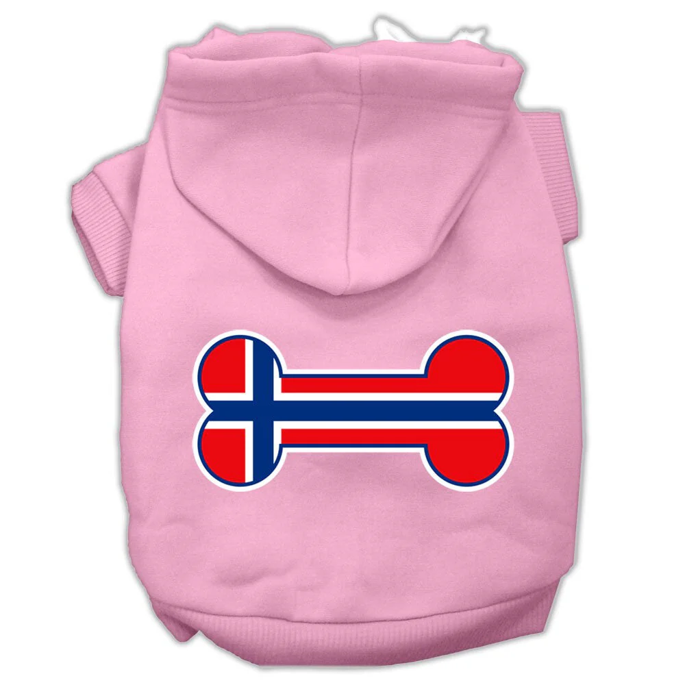 Pet, Dog & Cat Hoodie Screen Printed, "Bone Shaped Norway Flag" - Image 9
