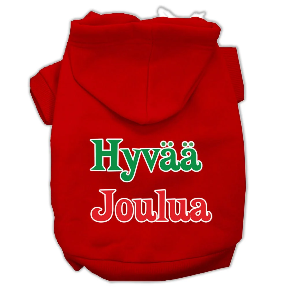 Pet Dog & Cat Hoodie Screen Printed, "Hyvaa Joulua" - Image 3