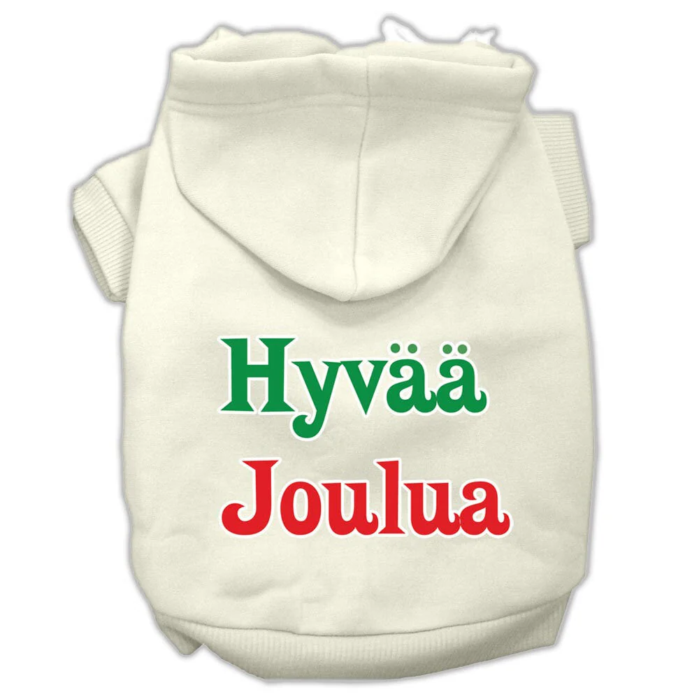Pet Dog & Cat Hoodie Screen Printed, "Hyvaa Joulua" - Image 4