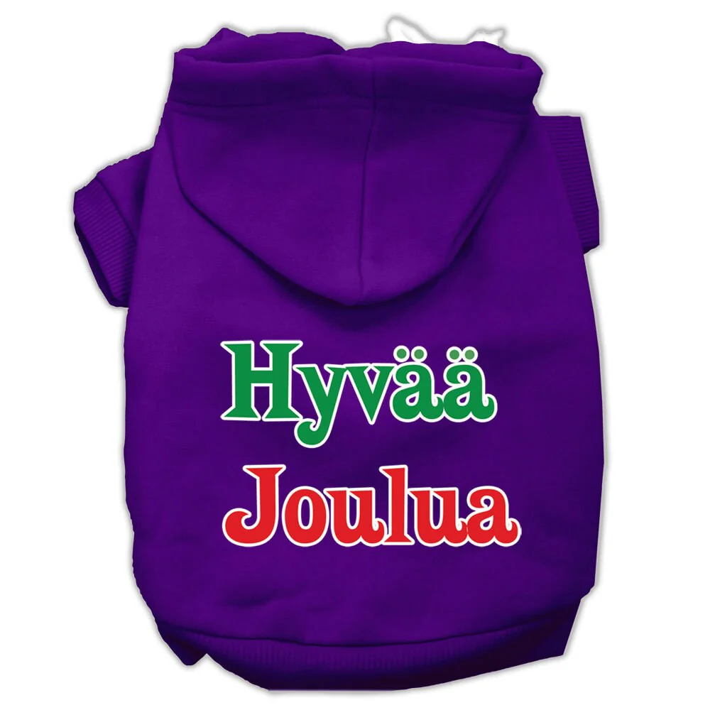 Pet Dog & Cat Hoodie Screen Printed, "Hyvaa Joulua" - Image 7