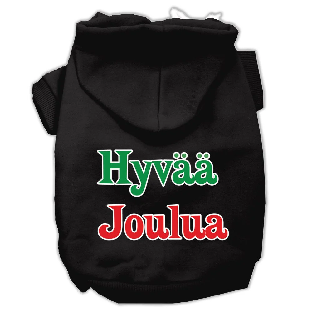 Pet Dog & Cat Hoodie Screen Printed, "Hyvaa Joulua" - Image 8