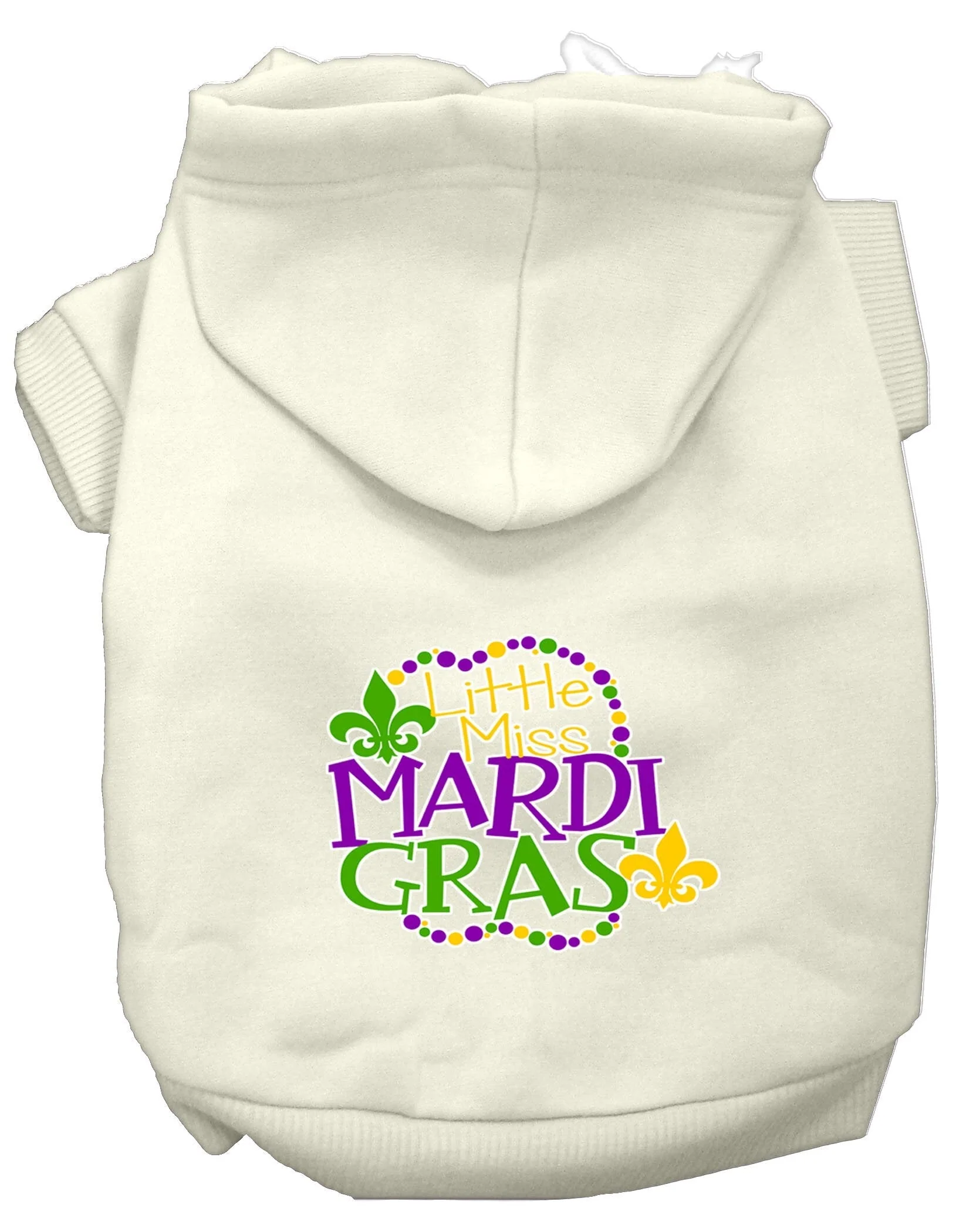 Pet Dog & Cat Hoodie Screen Printed, "Little Miss Mardi Gras" - Image 10