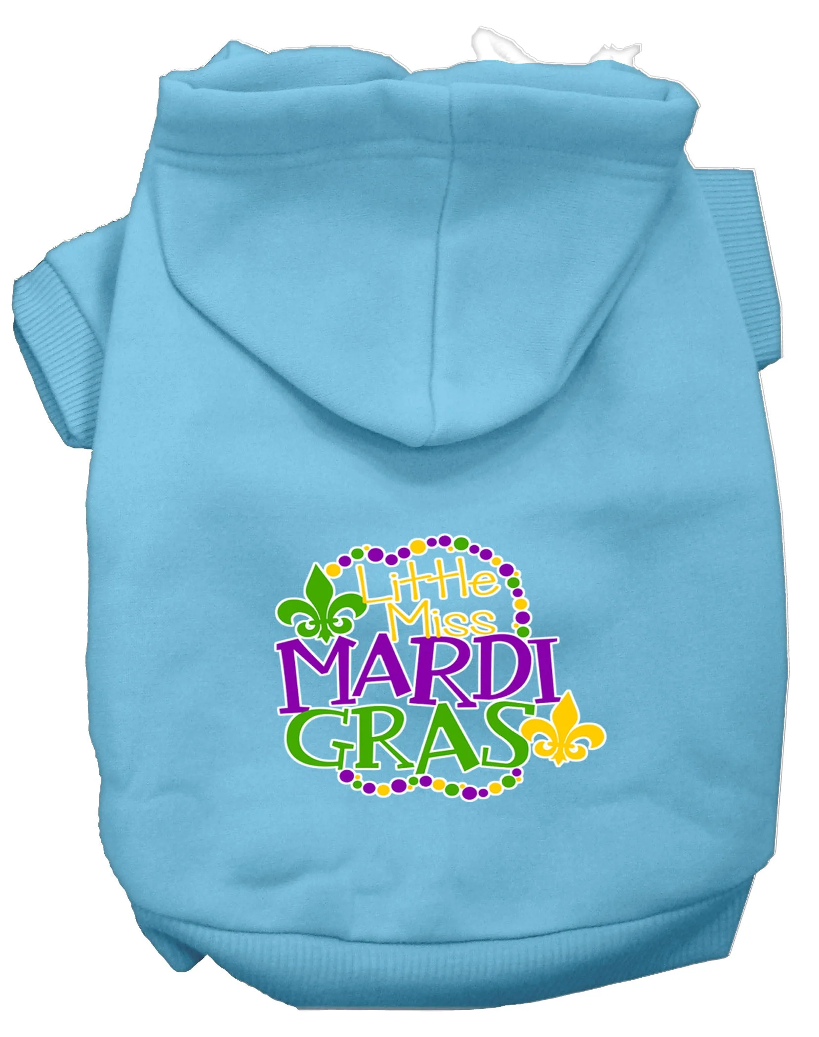 Pet Dog & Cat Hoodie Screen Printed, "Little Miss Mardi Gras" - Image 11