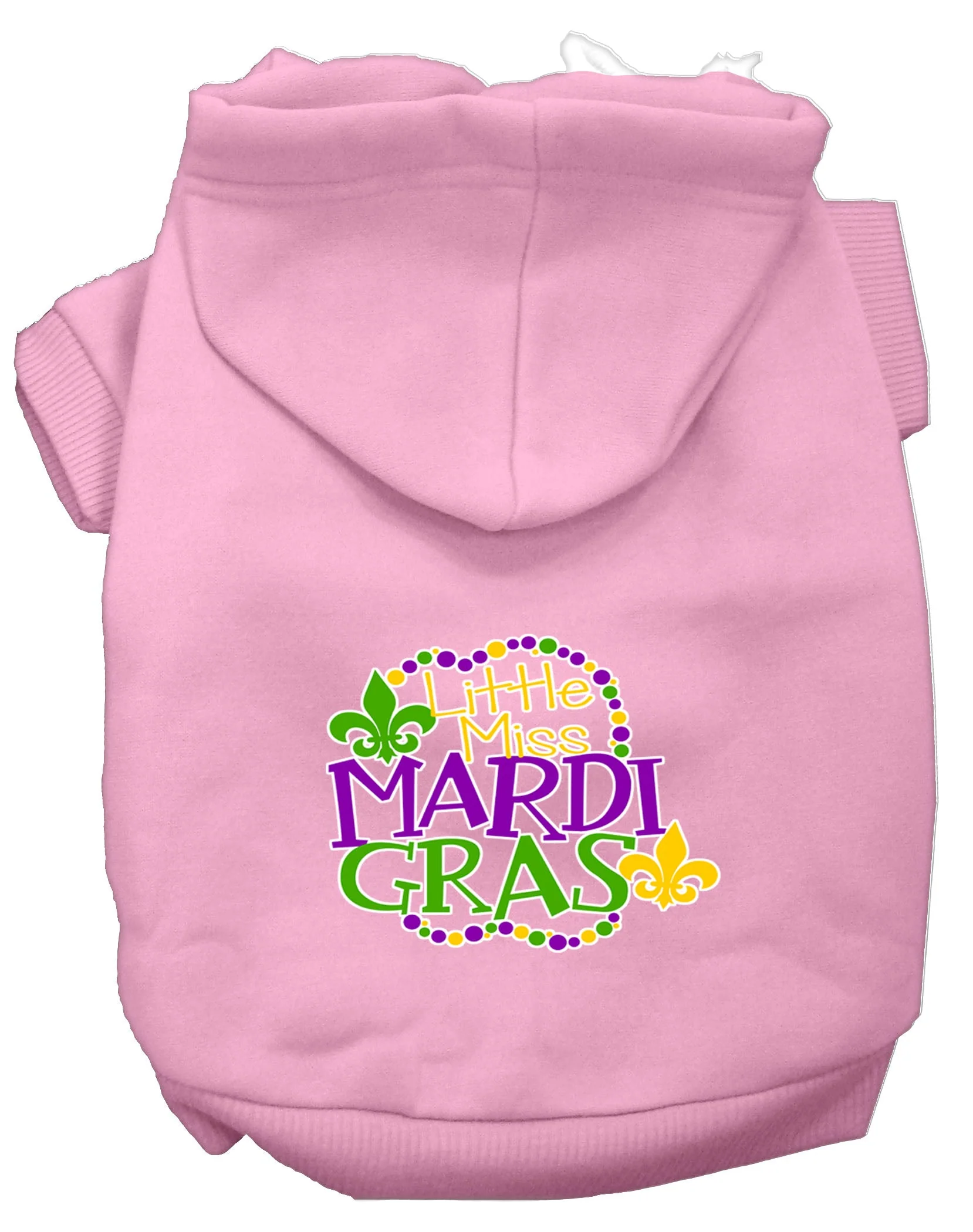 Pet Dog & Cat Hoodie Screen Printed, "Little Miss Mardi Gras" - Image 12