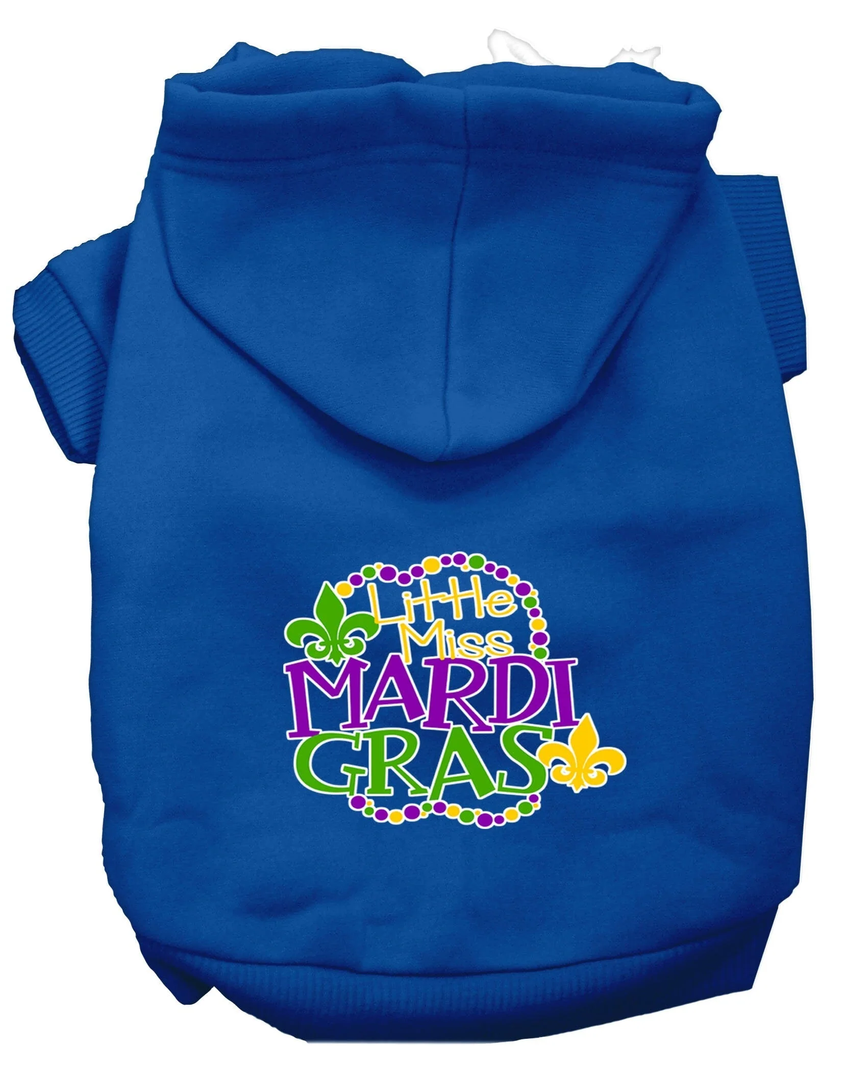 Pet Dog & Cat Hoodie Screen Printed, "Little Miss Mardi Gras" - Image 4