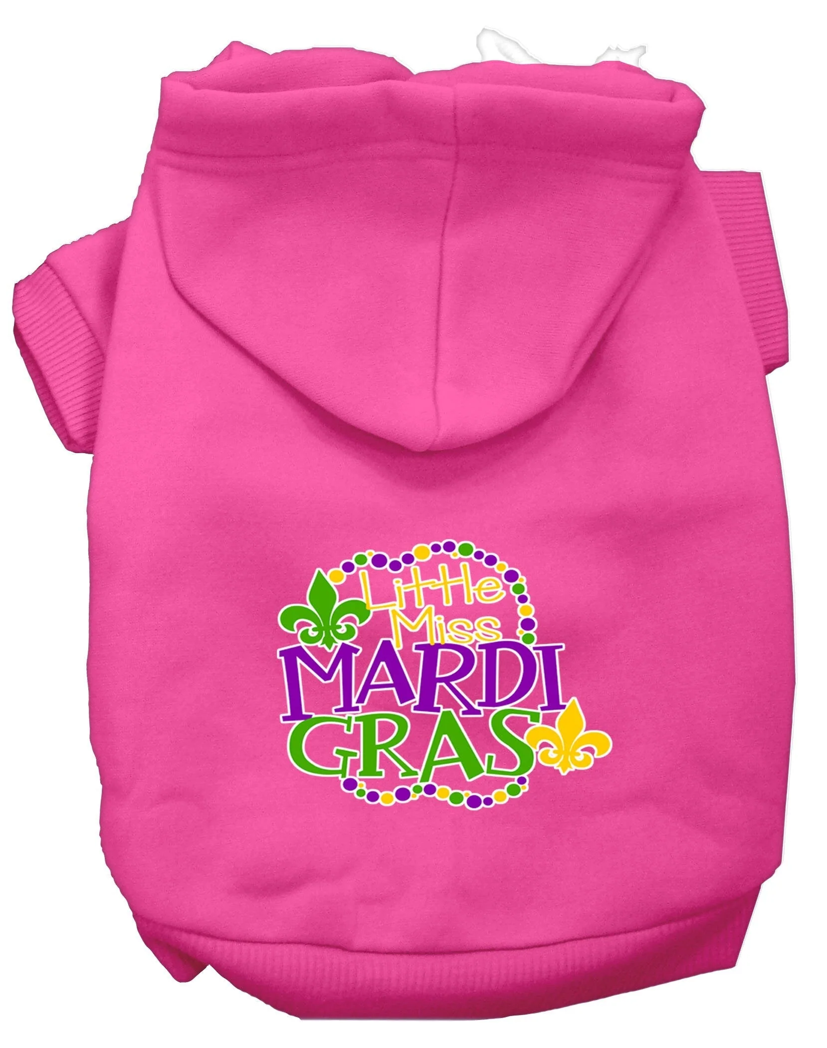 Pet Dog & Cat Hoodie Screen Printed, "Little Miss Mardi Gras" - Image 5