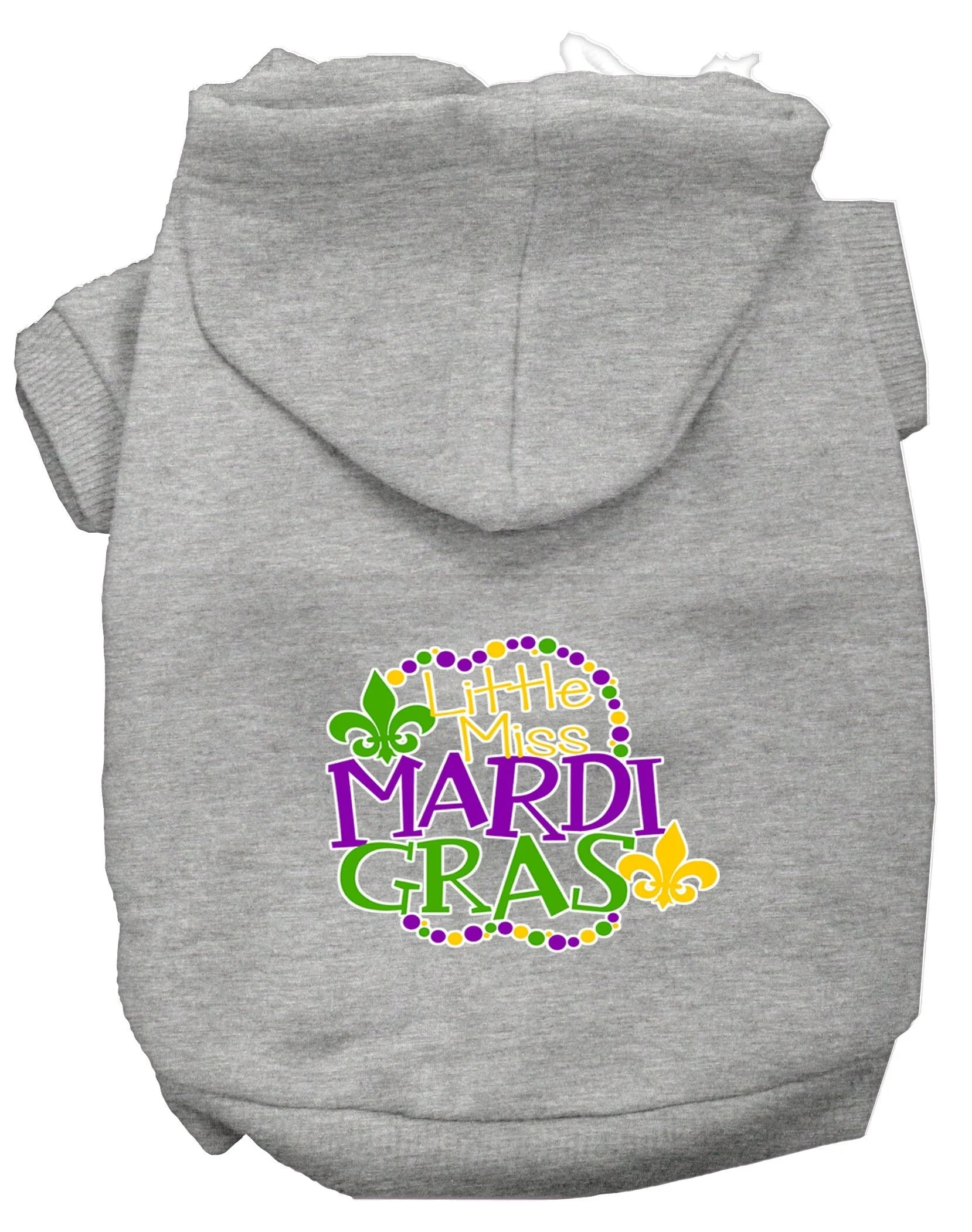 Pet Dog & Cat Hoodie Screen Printed, "Little Miss Mardi Gras" - Image 7