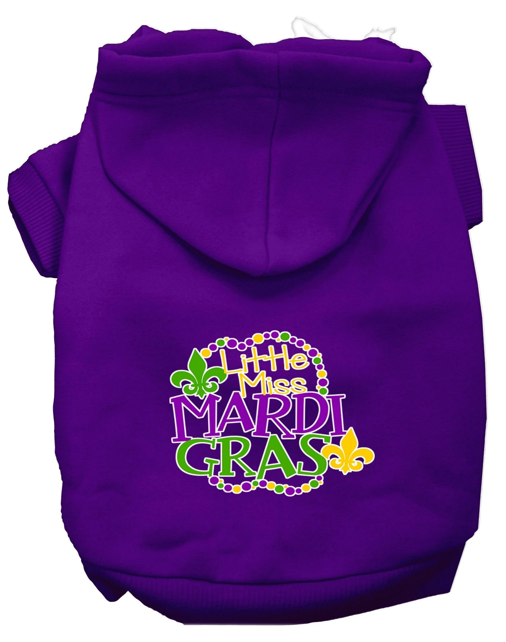 Pet Dog & Cat Hoodie Screen Printed, "Little Miss Mardi Gras" - Image 8