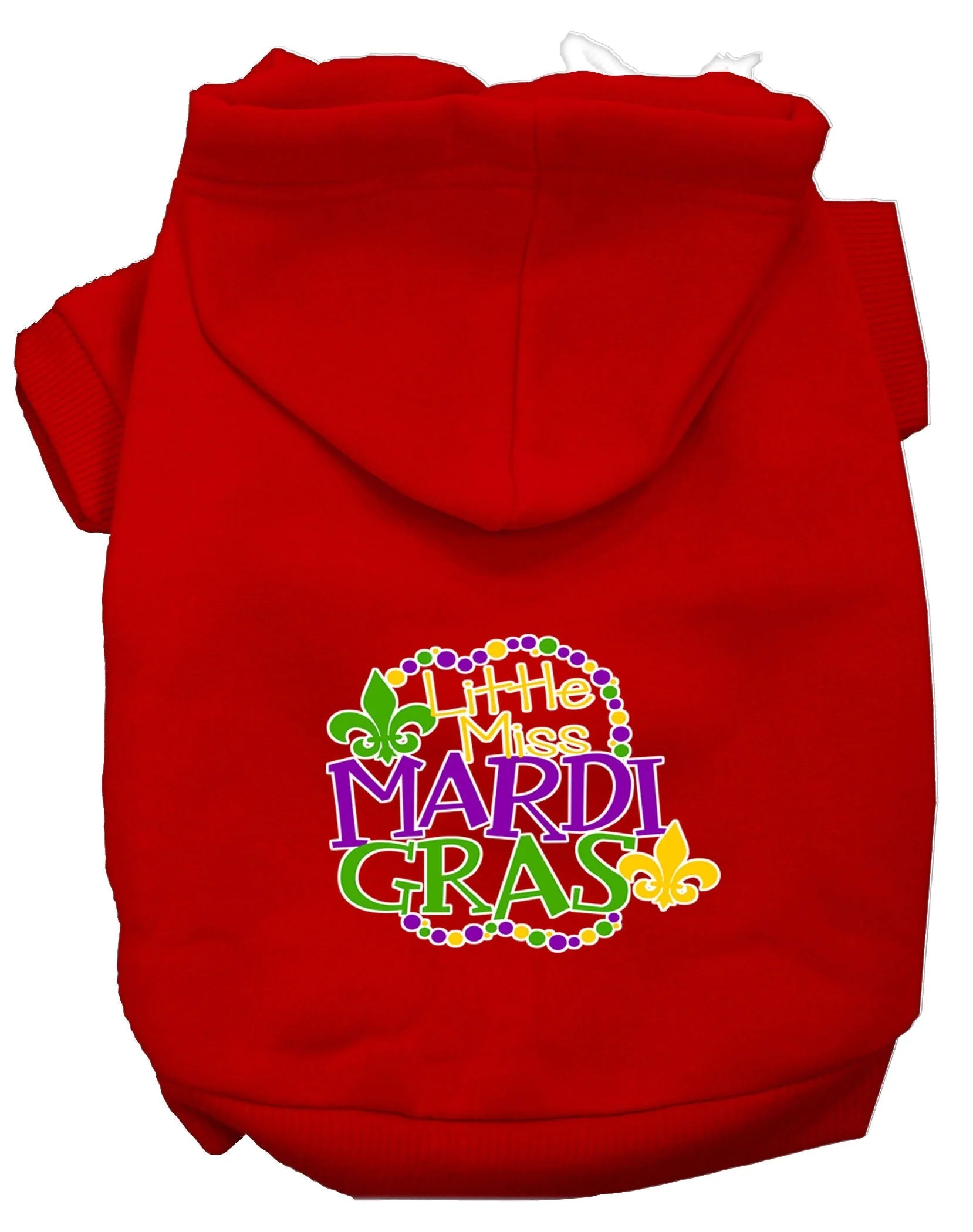 Pet Dog & Cat Hoodie Screen Printed, "Little Miss Mardi Gras" - Image 9