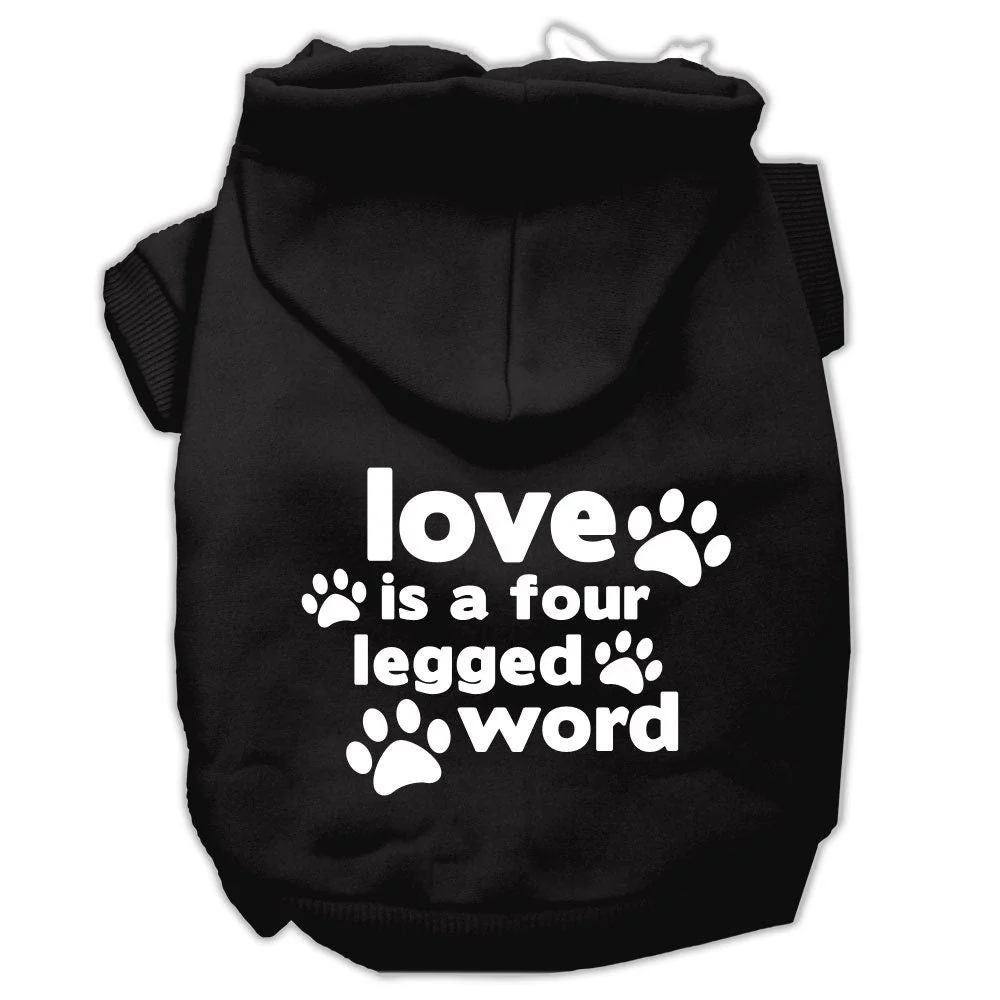 Pet Dog & Cat Hoodie Screen Printed, "Love Is A Four Legged Word" - Image 3