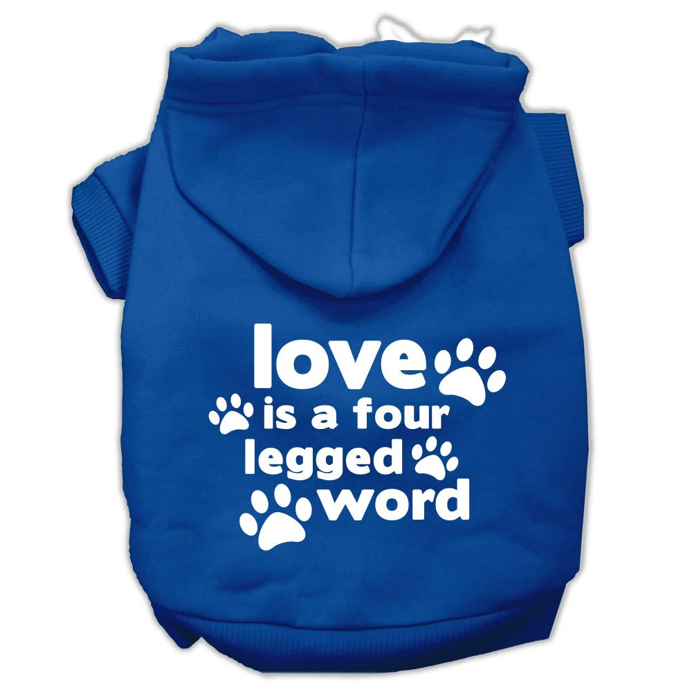 Pet Dog & Cat Hoodie Screen Printed, "Love Is A Four Legged Word" - Image 4