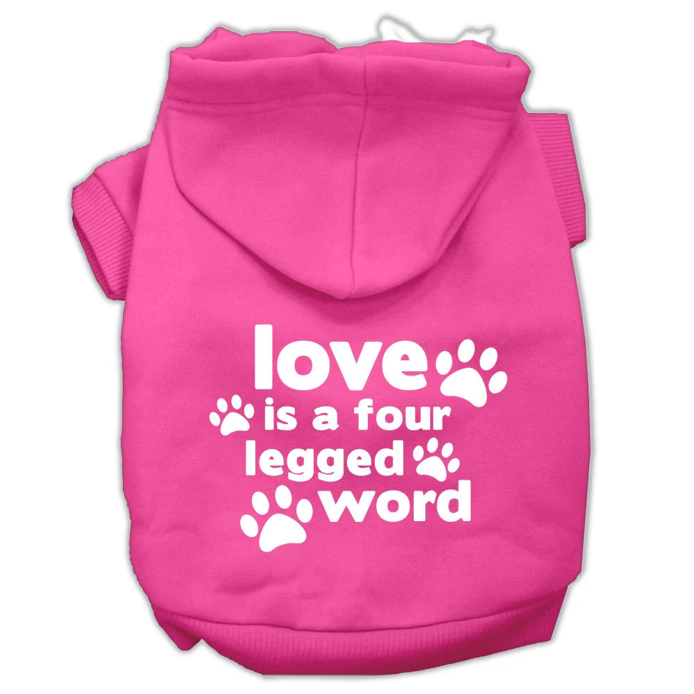 Pet Dog & Cat Hoodie Screen Printed, "Love Is A Four Legged Word" - Image 5