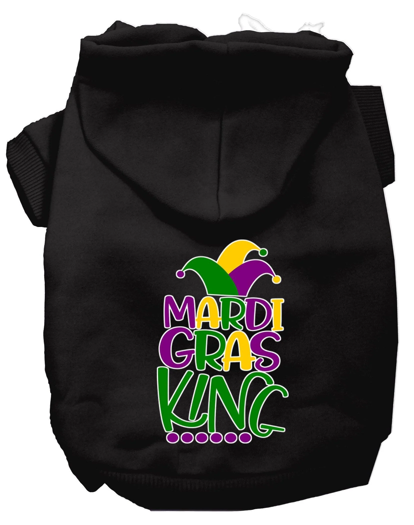 Pet Dog & Cat Hoodie Screen Printed, "Mardi Gras King" - Image 3