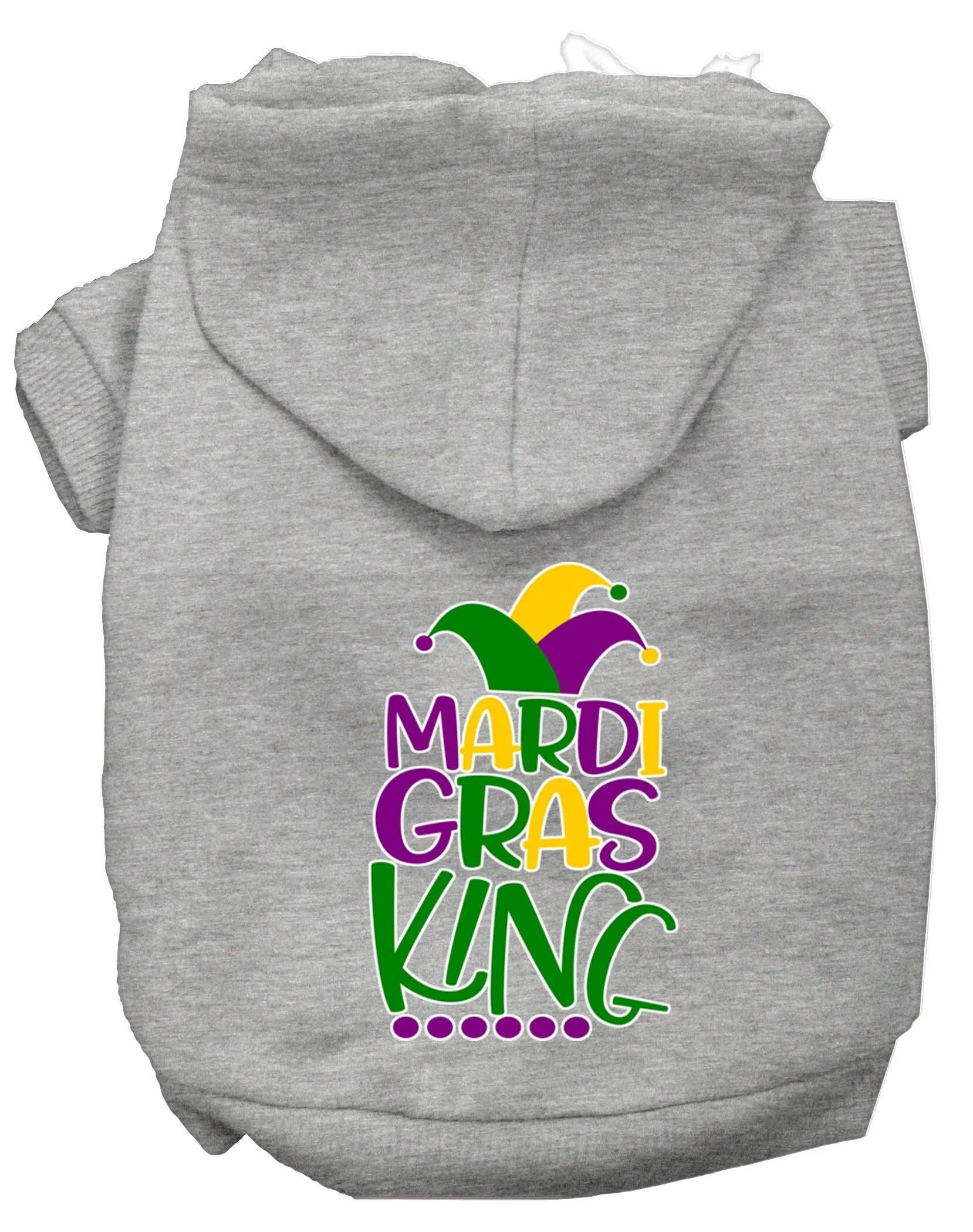 Pet Dog & Cat Hoodie Screen Printed, "Mardi Gras King" - Image 4