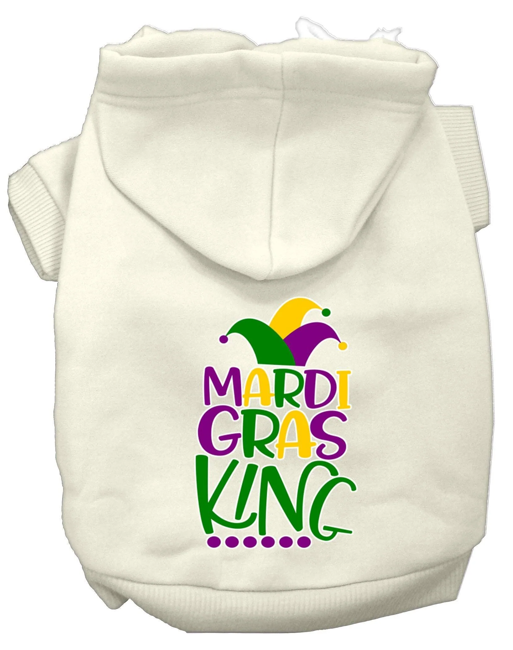 Pet Dog & Cat Hoodie Screen Printed, "Mardi Gras King" - Image 5