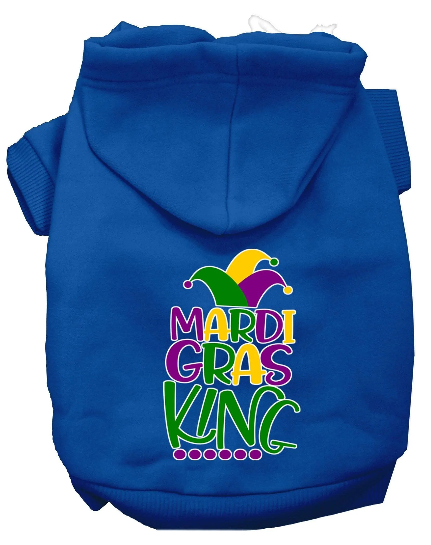 Pet Dog & Cat Hoodie Screen Printed, "Mardi Gras King" - Image 6