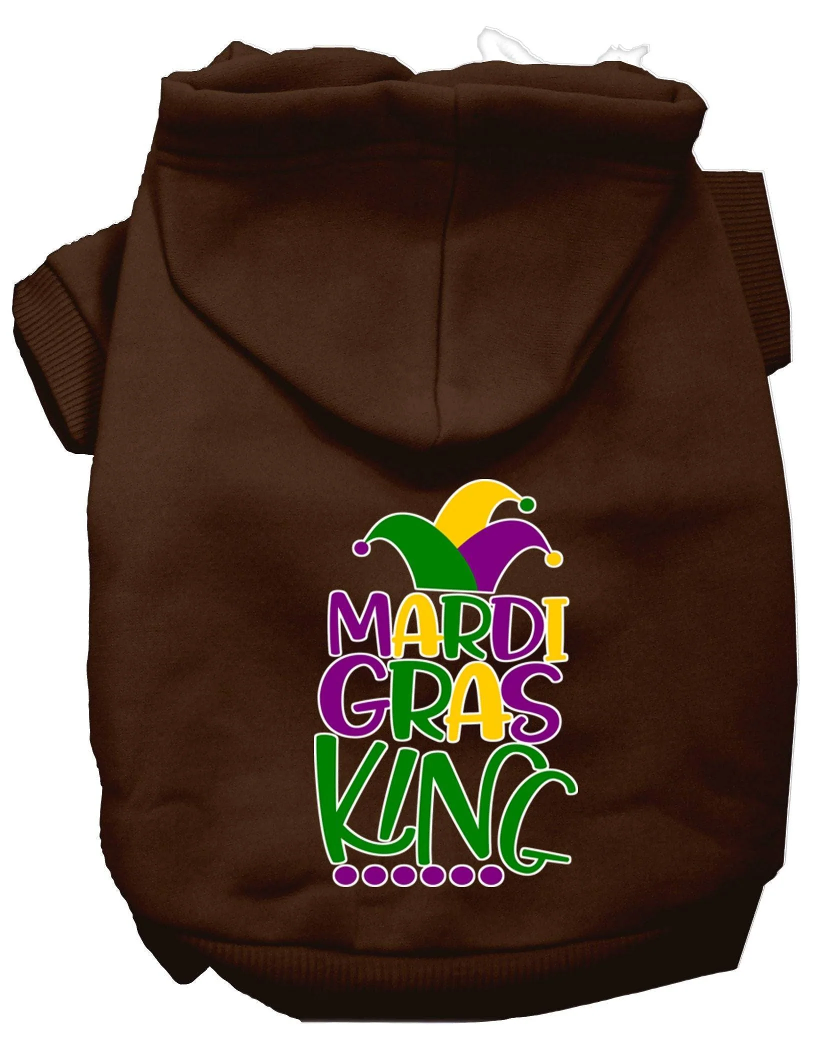 Pet Dog & Cat Hoodie Screen Printed, "Mardi Gras King" - Image 8