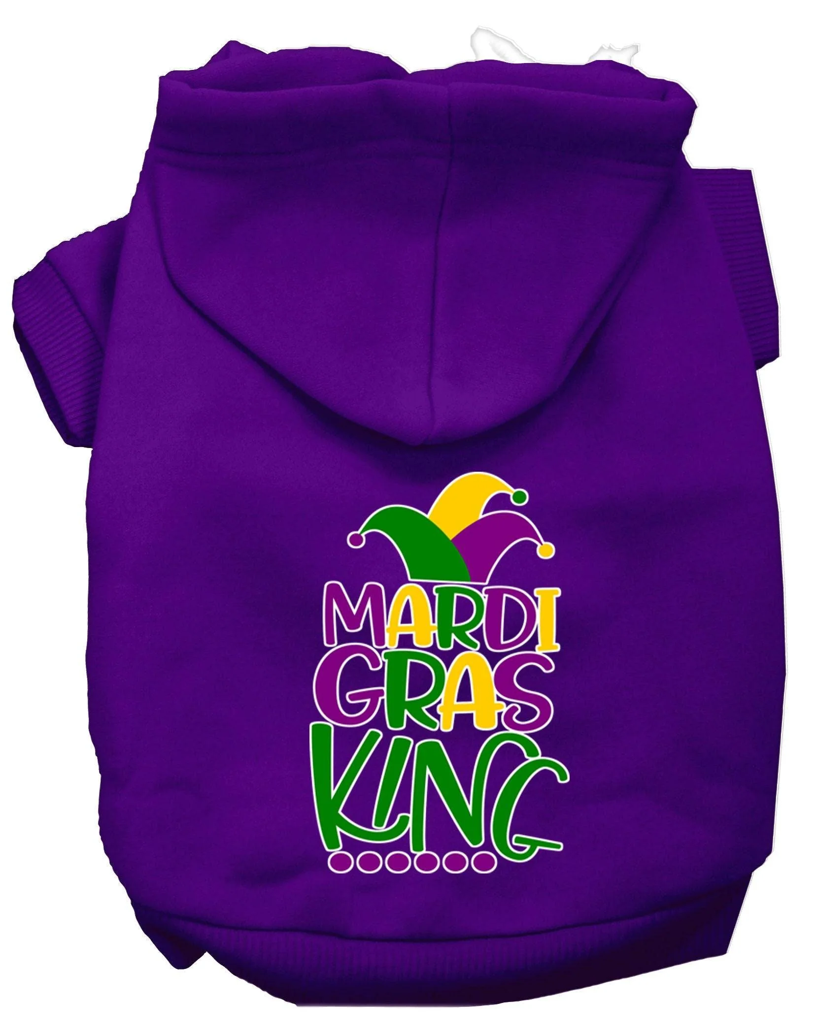 Pet Dog & Cat Hoodie Screen Printed, "Mardi Gras King" - Image 9