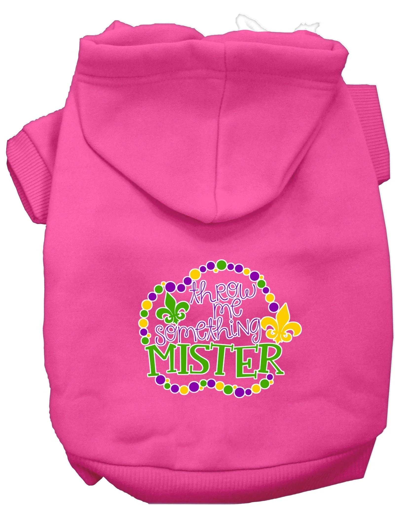 Pet Dog & Cat Hoodie Screen Printed, "Throw Me Something Mister" - Image 4