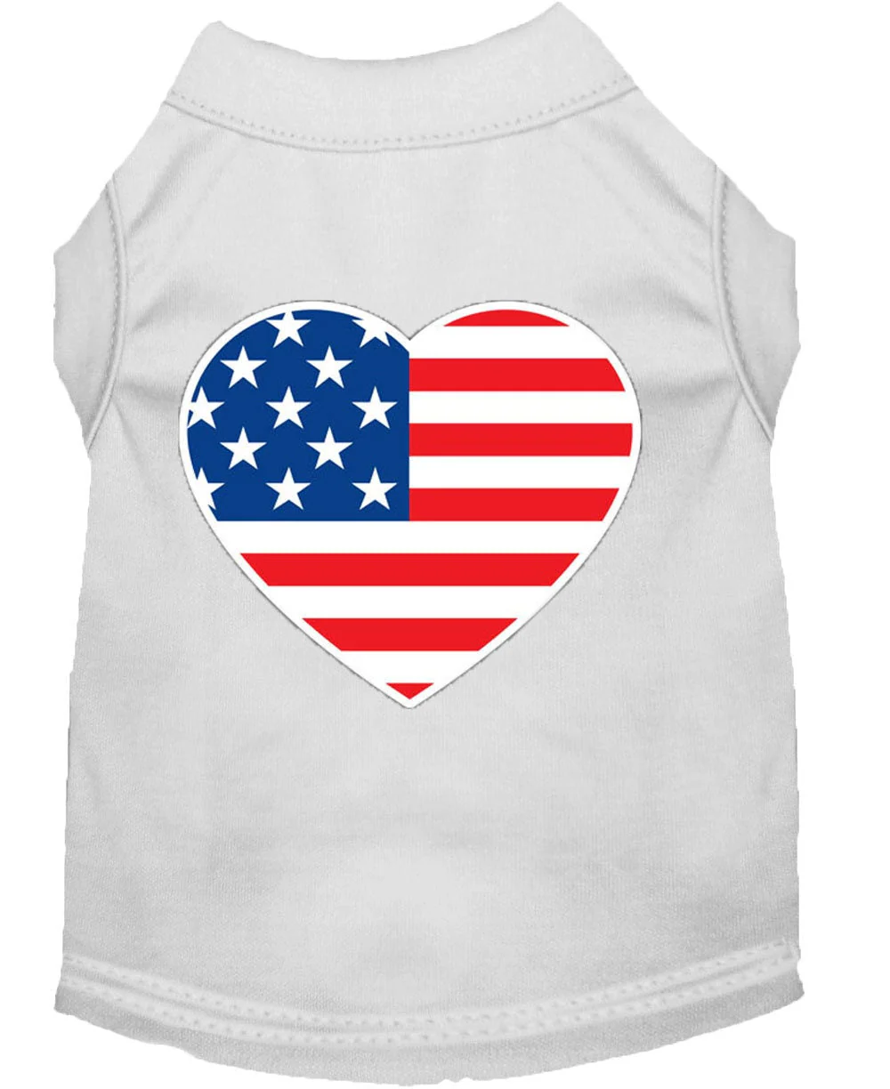 Pet Dog & Cat Shirt Screen Printed, "American Flag Heart" - Image 3