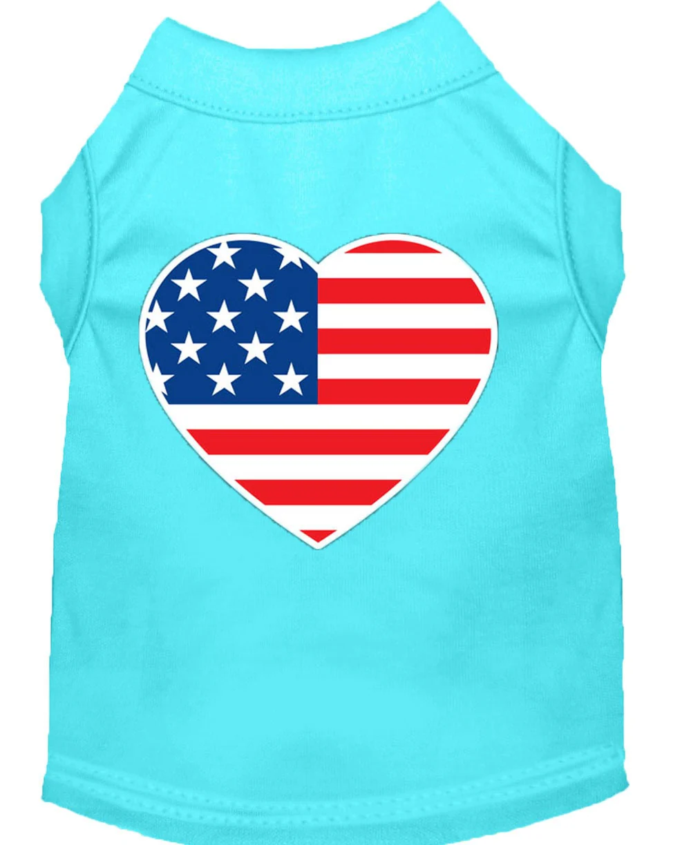 Pet Dog & Cat Shirt Screen Printed, "American Flag Heart" - Image 4