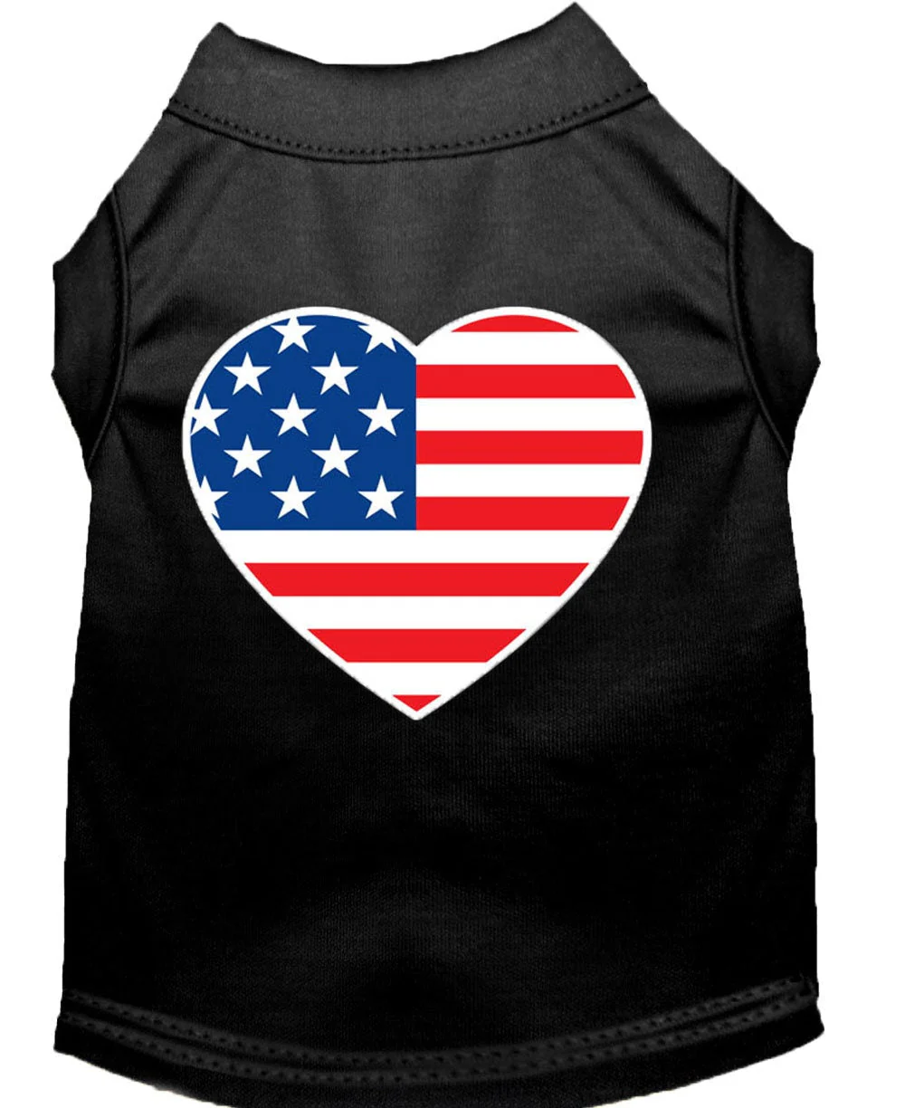 Pet Dog & Cat Shirt Screen Printed, "American Flag Heart" - Image 5