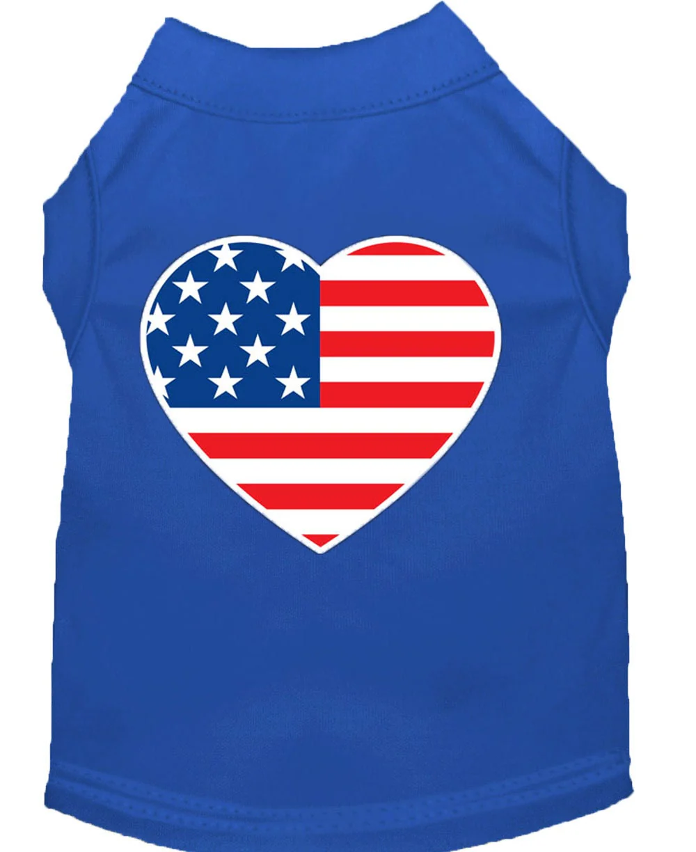 Pet Dog & Cat Shirt Screen Printed, "American Flag Heart" - Image 6
