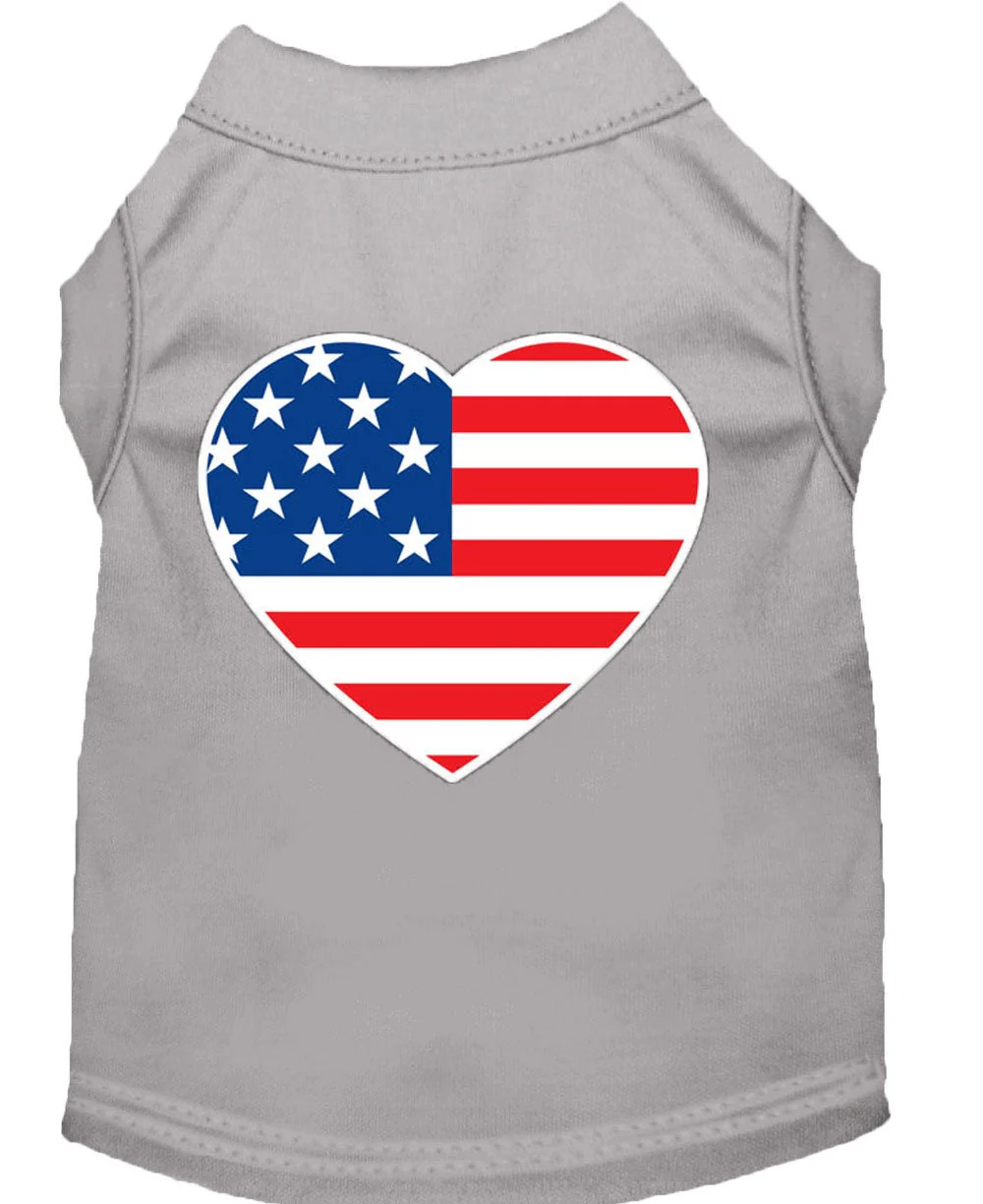 Pet Dog & Cat Shirt Screen Printed, "American Flag Heart" - Image 7