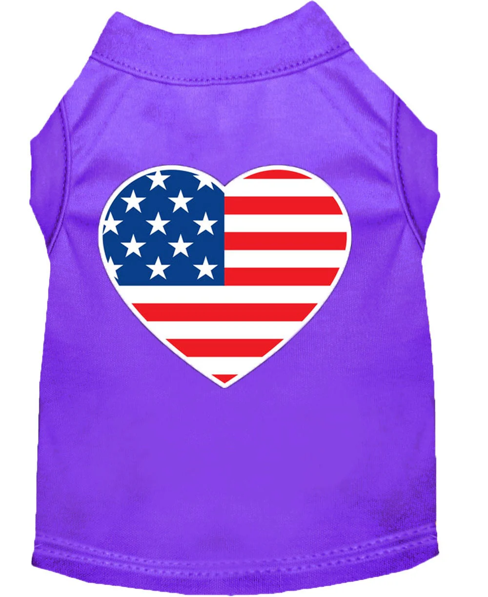 Pet Dog & Cat Shirt Screen Printed, "American Flag Heart" - Image 8