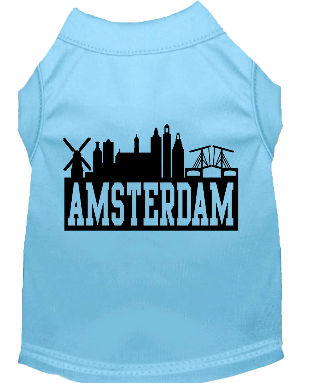 Pet Dog & Cat Shirt Screen Printed, "Amsterdam Skyline" - Image 3