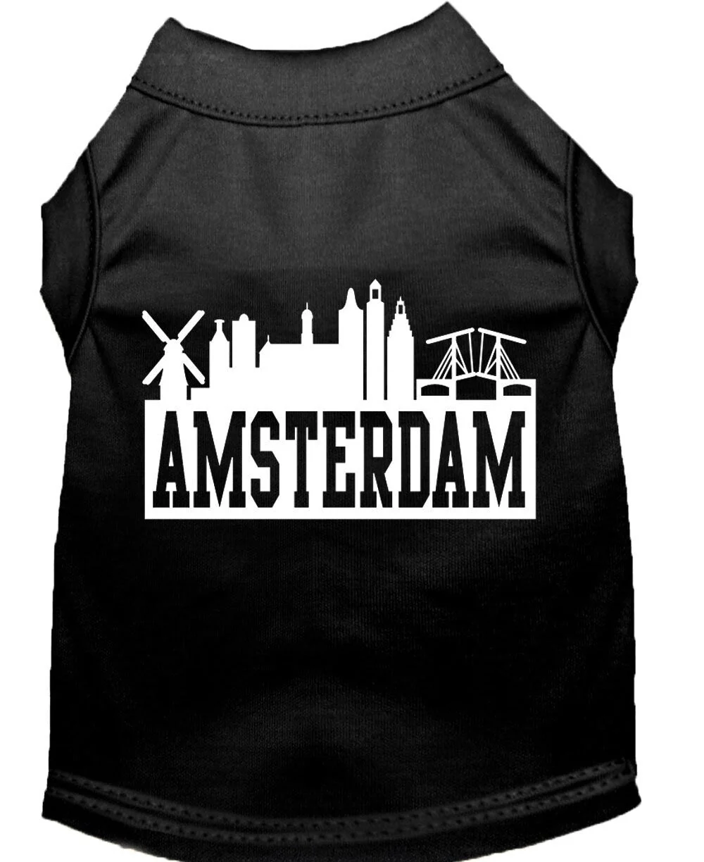 Pet Dog & Cat Shirt Screen Printed, "Amsterdam Skyline" - Image 4