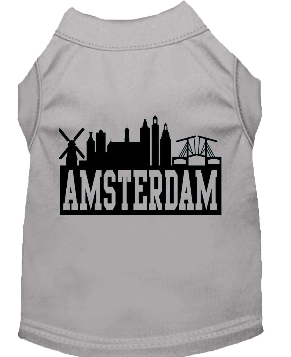 Pet Dog & Cat Shirt Screen Printed, "Amsterdam Skyline" - Image 6