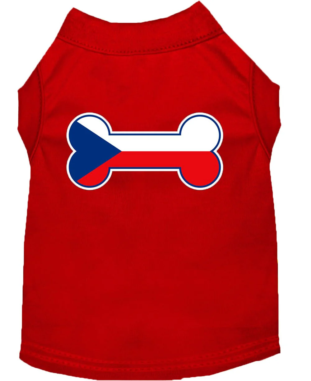 Pet Dog & Cat Shirt Screen Printed, "Bone Flag Czech Republic" - Image 3