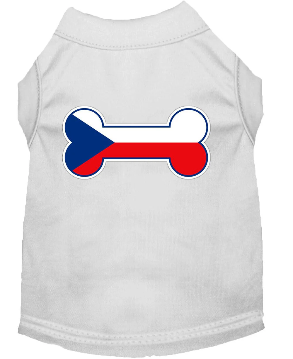 Pet Dog & Cat Shirt Screen Printed, "Bone Flag Czech Republic" - Image 4