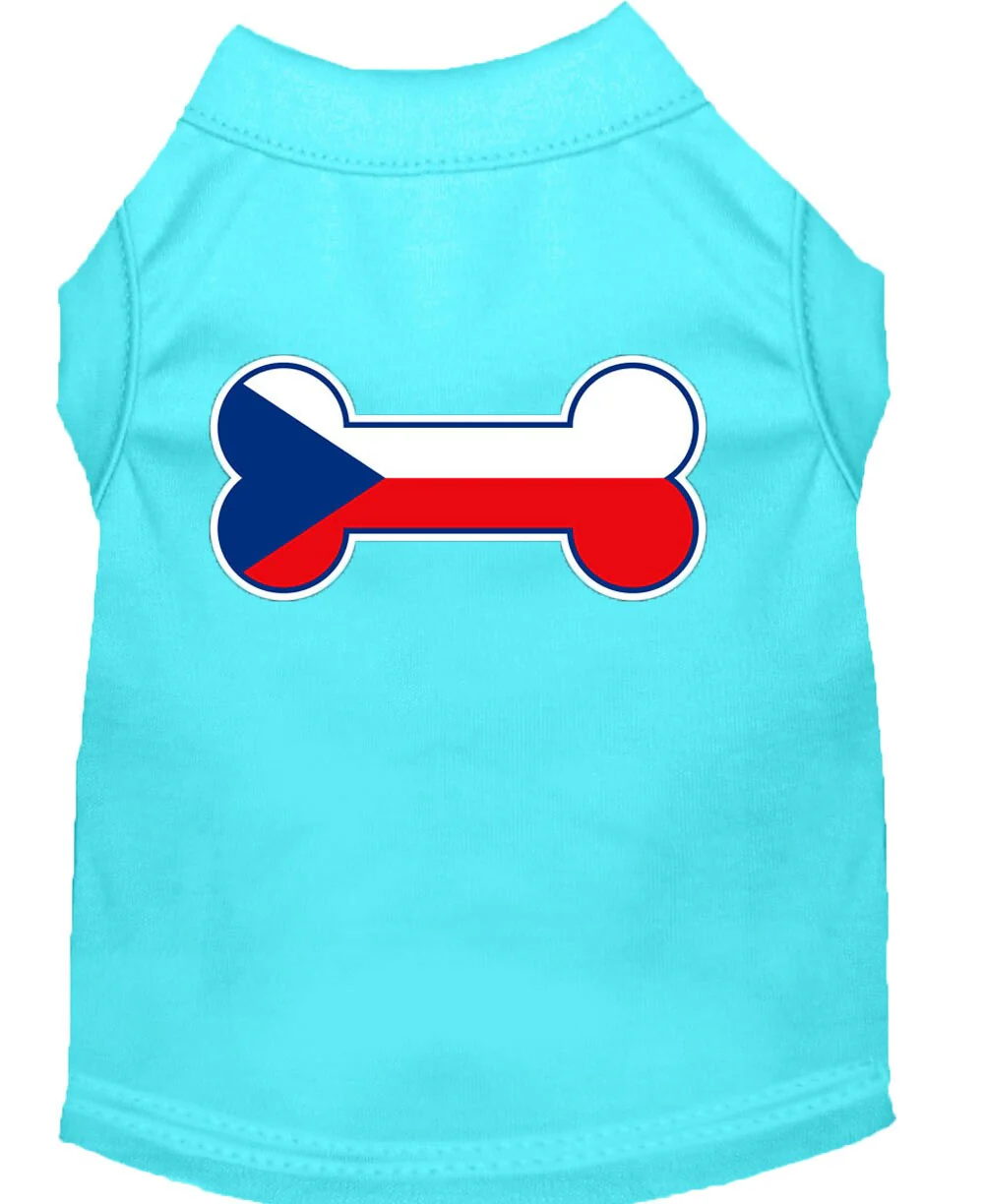 Pet Dog & Cat Shirt Screen Printed, "Bone Flag Czech Republic" - Image 5