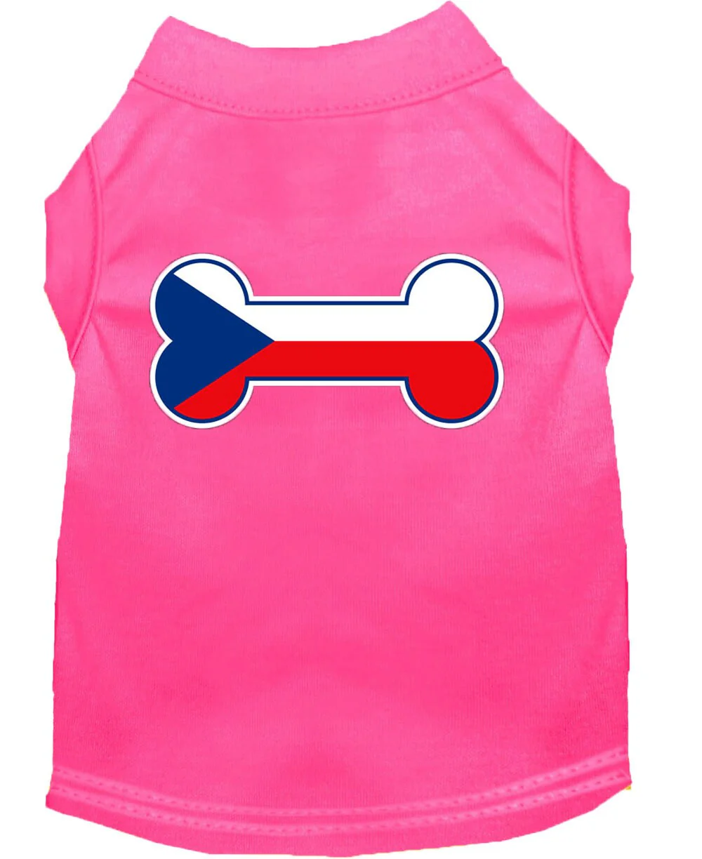 Pet Dog & Cat Shirt Screen Printed, "Bone Flag Czech Republic" - Image 8