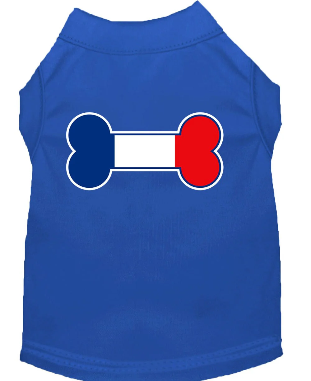 Pet Dog & Cat Shirt Screen Printed, "Bone Flag France" - Image 10