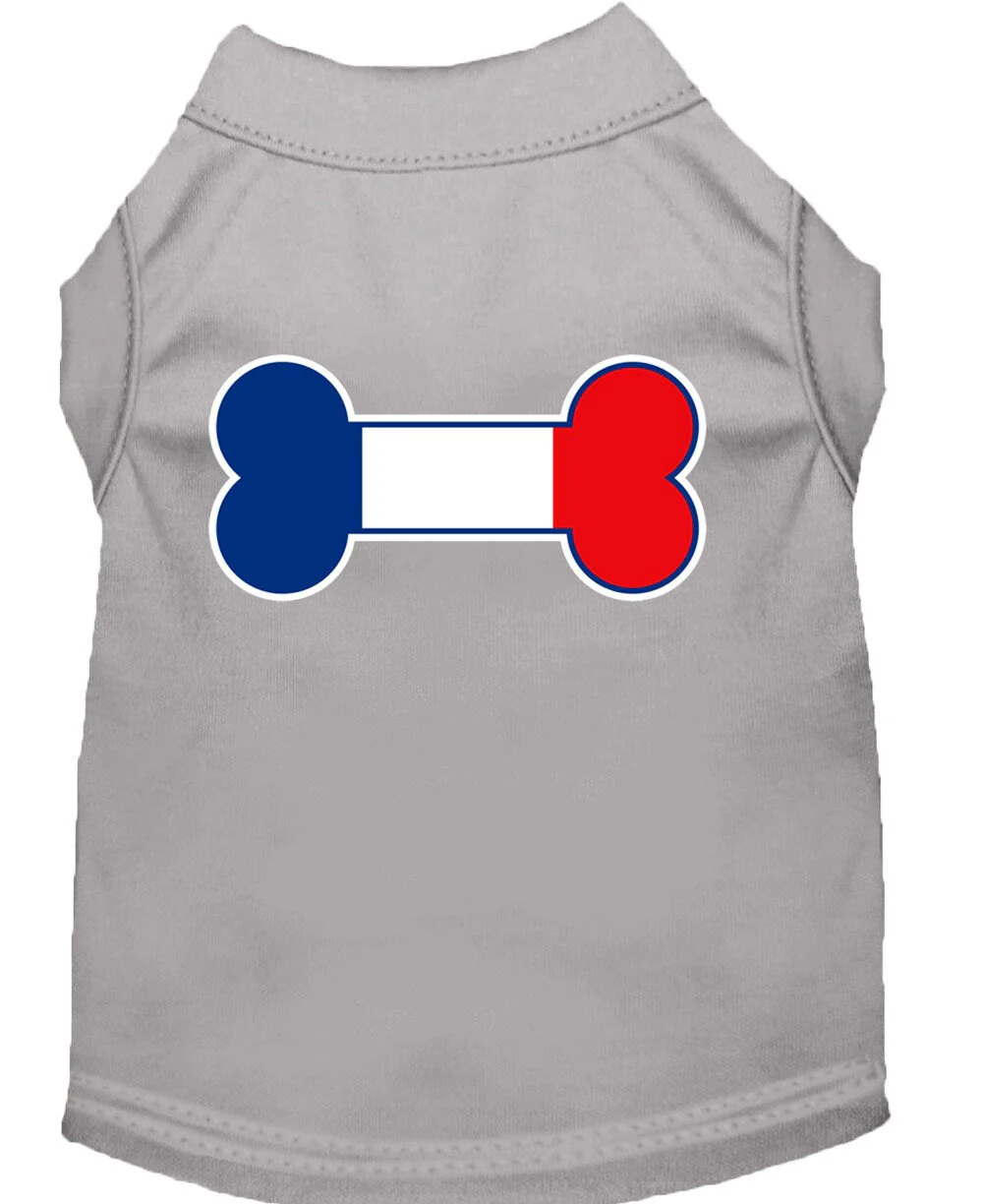 Pet Dog & Cat Shirt Screen Printed, "Bone Flag France" - Image 4