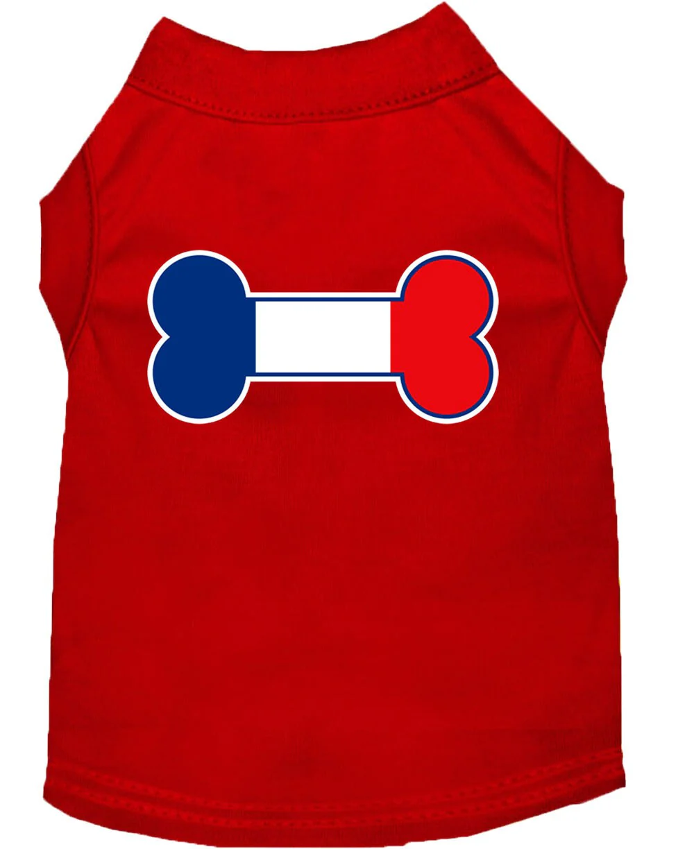 Pet Dog & Cat Shirt Screen Printed, "Bone Flag France" - Image 6