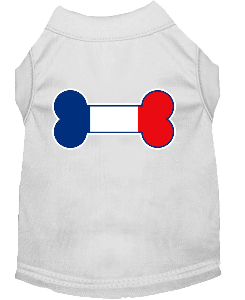 Pet Dog & Cat Shirt Screen Printed, "Bone Flag France" - Image 7