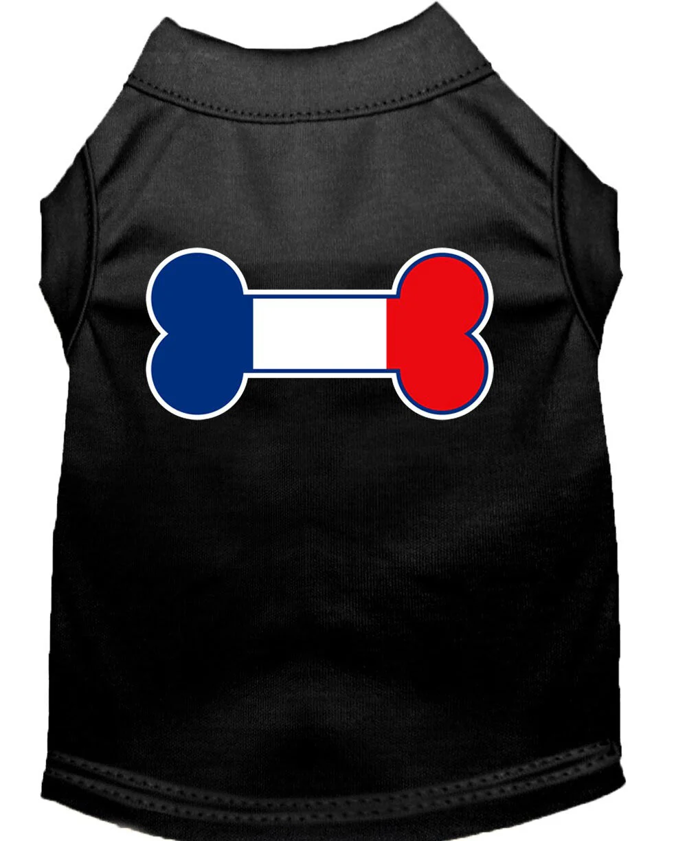 Pet Dog & Cat Shirt Screen Printed, "Bone Flag France" - Image 9