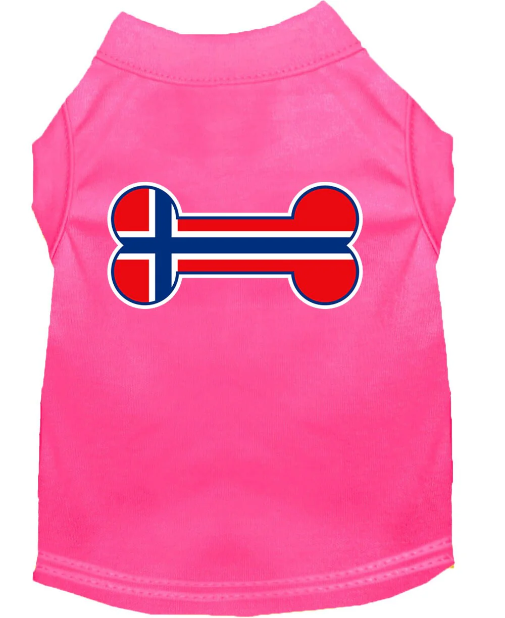 Pet Dog & Cat Shirt Screen Printed, "Bone Flag Norway" - Image 3
