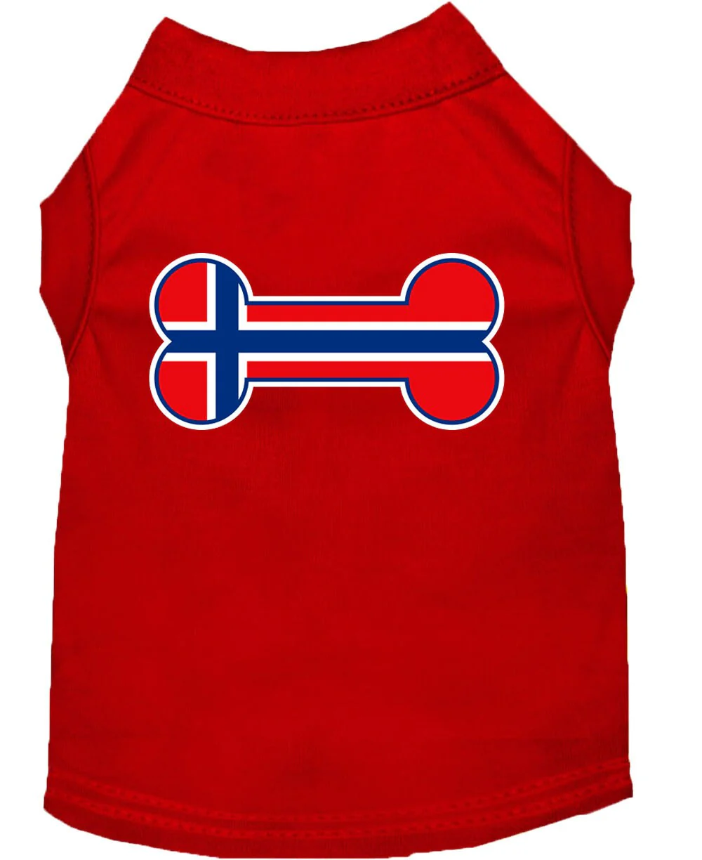 Pet Dog & Cat Shirt Screen Printed, "Bone Flag Norway" - Image 7